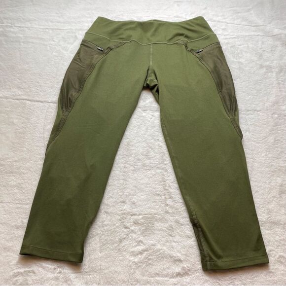 Hylete Olive Green Capri Leggings Size Large - Picture 1 of 10